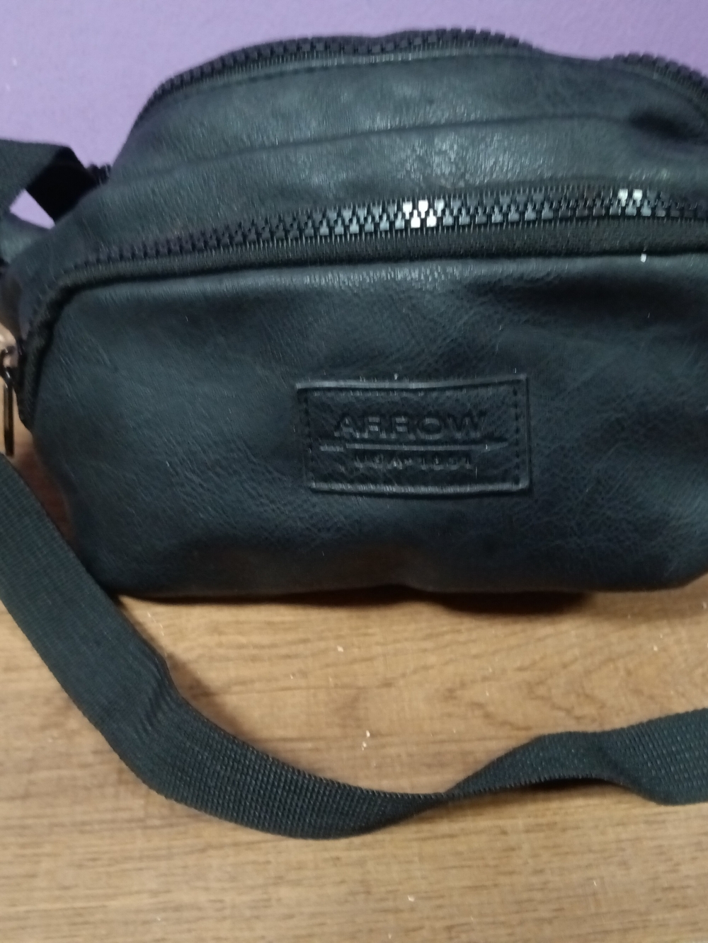 Arrow Black Faux Leather Waist Bag
